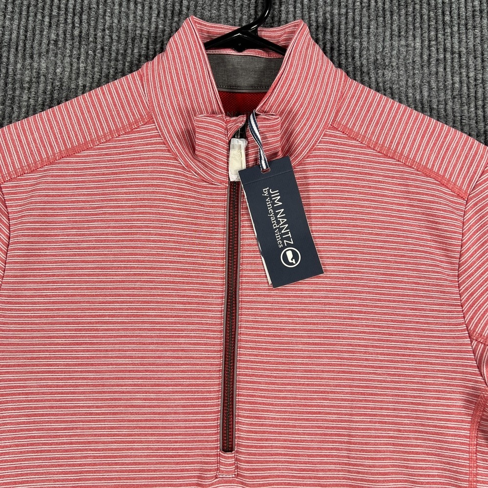 Vineyard‎ Vines Jim Nantz Pullover Sweatshirt Mens Small Red Striped 1/4 Zip New - Picture 5 of 14